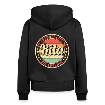 Rita Die Frau Der Mythos Die Legende - Frauen Premium Bio Zip Hoodie - Schwarz - Hinten - Julia (174cm)