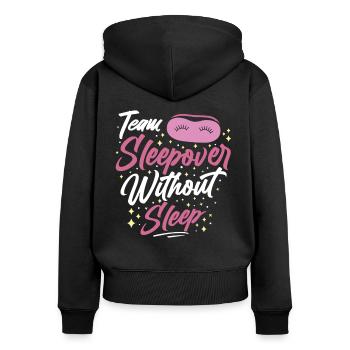 Soirée pyjama d’équipe sans sommeil Sweet Party Stay - Sweat à capuche zippé Premium bio Femme - noir - Dos - Julia (174cm)