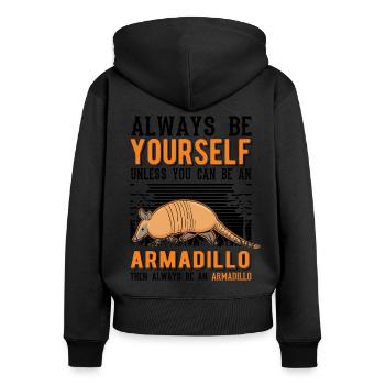 Armadillo Gift Armadillo - Women's Premium Organic Zip Hoodie - black - Back - Julia (174cm)