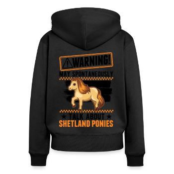 Warning Shetland Pony Shetland Pony Shetty - Women's Premium Organic Zip Hoodie - black - Back - Julia (174cm)