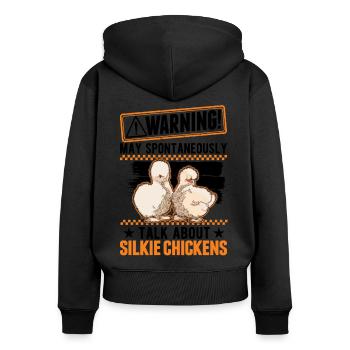 Warning Silk Chicken Silkie Chicken - Women's Premium Organic Zip Hoodie - black - Back - Julia (174cm)