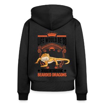 Dragon barbu Cadeau Dragon Barbu Pogona - Sweat à capuche zippé Premium bio Femme - noir - Dos - Julia (174cm)