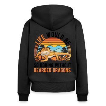 Dragon barbu Cadeau Dragon Barbu Pogona - Sweat à capuche zippé Premium bio Femme - noir - Dos - Julia (174cm)