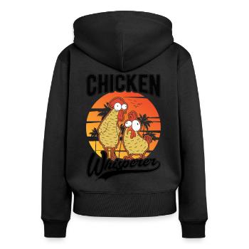 Chickens Whisperer Chicken Farming Chicken Farmer - Women's Premium Organic Zip Hoodie - black - Back - Julia (174cm)