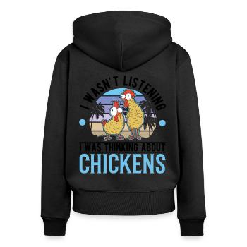 Poulets Élevage de poulets Éleveur de poulet - Sweat à capuche zippé Premium bio Femme - noir - Dos - Julia (174cm)