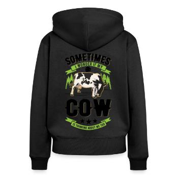Vache Éleveur de bovins Fermier Vaches Fermier - Sweat à capuche zippé Premium bio Femme - noir - Dos - Julia (174cm)