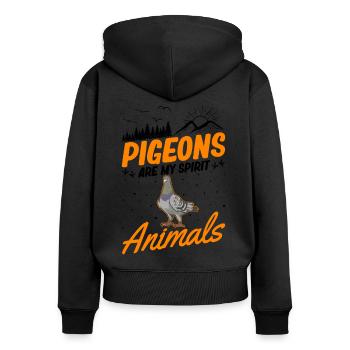 Les pigeons sont mes animaux spirituels Pigeonnier pigeonnier pigeon - Sweat à capuche zippé Premium bio Femme - noir - Dos - Julia (174cm)