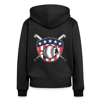 Baseballspieler Badge USA Baseball Team - Frauen Premium Bio Zip Hoodie - Schwarz - Hinten - Julia (174cm)