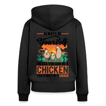Poulets Élevage de poulets Éleveur de poulet - Sweat à capuche zippé Premium bio Femme - noir - Dos - Julia (174cm)