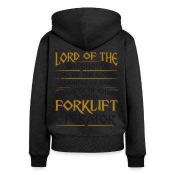 Opérateur de chariot élévateur certifié - Sweat à capuche zippé Premium bio Femme - noir - Dos - Julia (174cm)