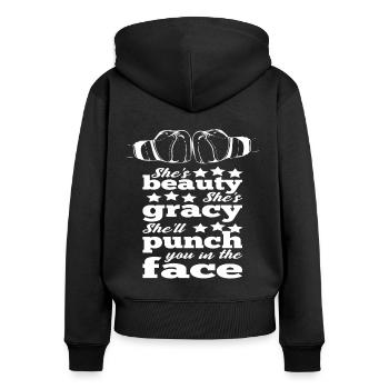 Boxing Women Idea Shell Punch You In The Face - Frauen Premium Bio Zip Hoodie - Schwarz - Hinten - Julia (174cm)