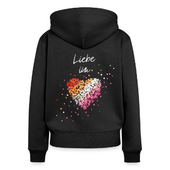 Liebe im Herz Lesbe Lesbisch Lesben Gay - Frauen Premium Bio Zip Hoodie - Schwarz - Hinten - Julia (174cm)