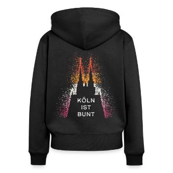 Köln Kölner Dom Kölnerin Lesbe Lesben Lesbisch - Frauen Premium Bio Zip Hoodie - Schwarz - Hinten - Julia (174cm)