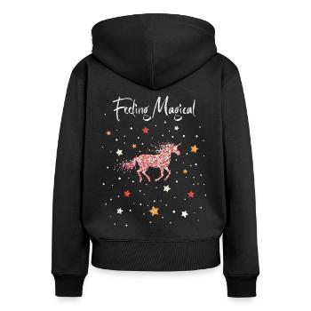 Lesbe Lesbisch Lesben Gay Einhorn Unicorn Homo - Frauen Premium Bio Zip Hoodie - Schwarz - Hinten - Julia (174cm)