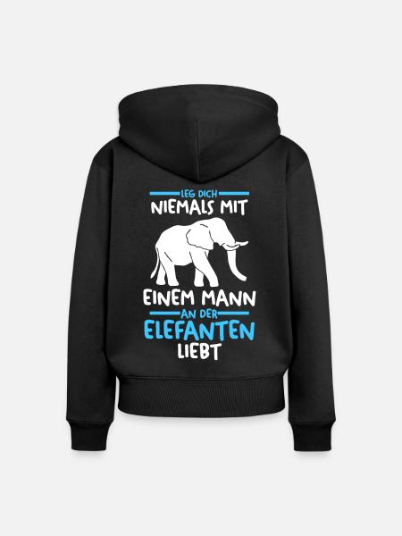 Dickhäuter Rüsseltier Elefant - Frauen Premium Bio Zip Hoodie - Schwarz
