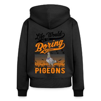Pigeon Cadeau Pigeon Fancier City Pigeon Pigeonnier Pigeon Transporteur Pigeon - Sweat à capuche zippé Premium bio Femme - noir - Dos - Julia (174cm)