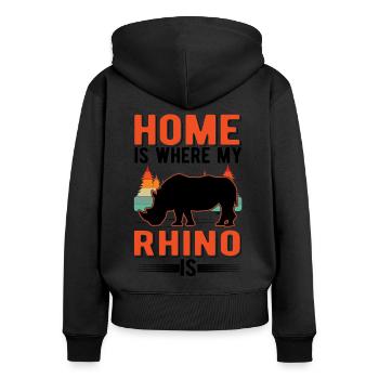 Home is where my rhino is Rhino - Women's Premium Organic Zip Hoodie - black - Back - Julia (174cm)