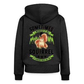 Écureuil Cadeau Écureuil Gris - Sweat à capuche zippé Premium bio Femme - noir - Dos - Julia (174cm)