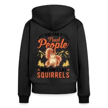 Écureuil Cadeau Écureuil Gris - Sweat à capuche zippé Premium bio Femme - noir - Dos - Julia (174cm)