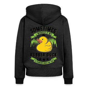 Rubber Duck Gift Squeaky Duck Bathing Duck - Sweat à capuche zippé Premium bio Femme - noir - Dos - Julia (174cm)