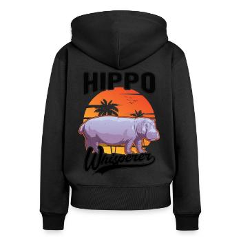Hippo Whisperer Hippo Hippo Hippo - Women's Premium Organic Zip Hoodie - black - Back - Julia (174cm)