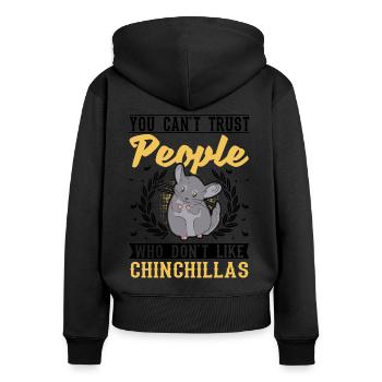 Chinchilla Gift Woolly Short-tailed Chinchilla - Women's Premium Organic Zip Hoodie - black - Back - Julia (174cm)