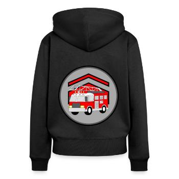 Voiture de pompiers - Sweat à capuche zippé Premium bio Femme - noir - Dos - Julia (174cm)