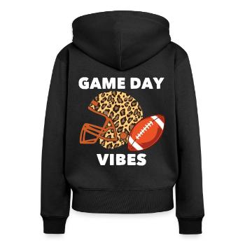 Vibrations du jour du match des joueurs de football américain - Sweat à capuche zippé Premium bio Femme - noir - Dos - Julia (174cm)