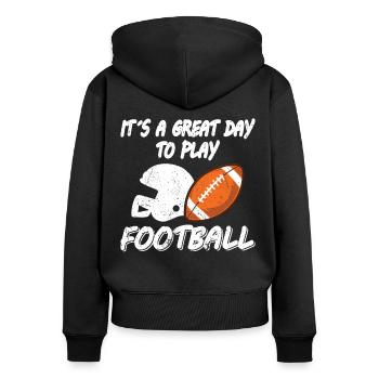 Joueurs de football américain Great Day Play - Sweat à capuche zippé Premium bio Femme - noir - Dos - Julia (174cm)