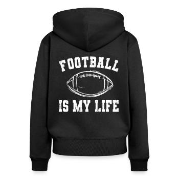 Le football est ma vie Joueur de football américain - Sweat à capuche zippé Premium bio Femme - noir - Dos - Julia (174cm)