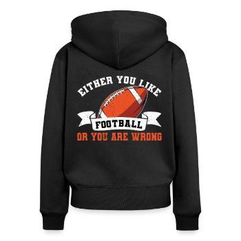 Joueur de football américain soit vous aimez le football - Sweat à capuche zippé Premium bio Femme - noir - Dos - Julia (174cm)
