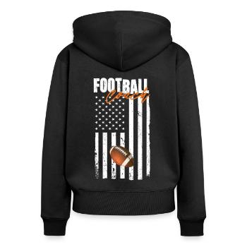 Entraîneur de football américain Joueur de football américain Sports - Sweat à capuche zippé Premium bio Femme - noir - Dos - Julia (174cm)
