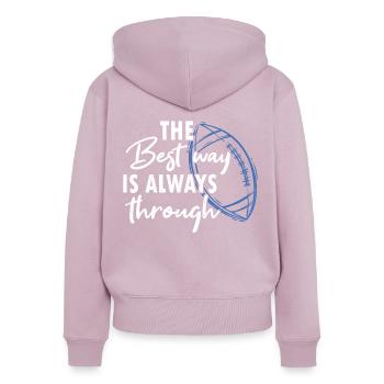 American Football The Best Way Is Always Through - Frauen Premium Bio Zip Hoodie - Altrosa - Hinten - Julia (174cm)