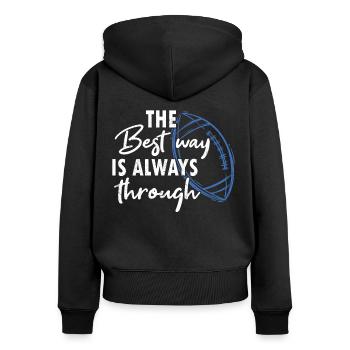 American Football The Best Way Is Always Through - Frauen Premium Bio Zip Hoodie - Schwarz - Hinten - Julia (174cm)