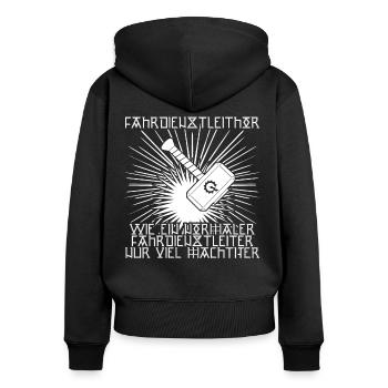 Fahrdienstleiter Zugführer Zuge Züge - Frauen Premium Bio Zip Hoodie - Schwarz - Hinten - Julia (174cm)