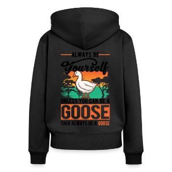 Oies Cadeau Goose Lovers Goose Éleveurs d’oies - Sweat à capuche zippé Premium bio Femme - noir - Dos - Julia (174cm)
