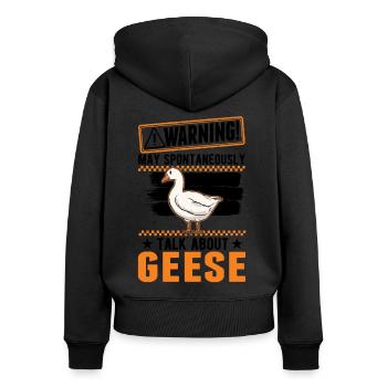 Warning Geese Goose Gift Goose Breeder - Women's Premium Organic Zip Hoodie - black - Back - Julia (174cm)