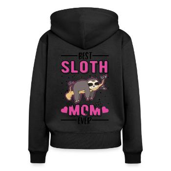 Meilleure maman paresseuse jamais défaillante Mama - Sweat à capuche zippé Premium bio Femme - noir - Dos - Julia (174cm)