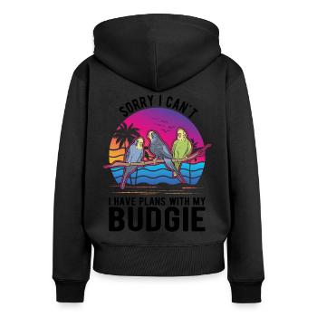 Budgerigar cockatiel Welli Perruche - Sweat à capuche zippé Premium bio Femme - noir - Dos - Julia (174cm)