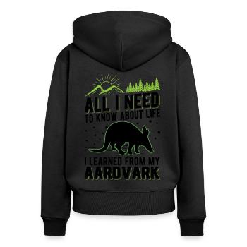 Aardvark Cadeau Aardvark - Sweat à capuche zippé Premium bio Femme - noir - Dos - Julia (174cm)