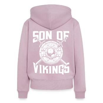 Sohn des Wikingers Axtkrieger Walhalla Warriors My - Frauen Premium Bio Zip Hoodie - Altrosa - Hinten - Julia (174cm)