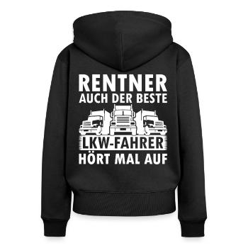 Kraftfahrer Pensionist Fernfahrer Opa LKW-Fahrer R - Frauen Premium Bio Zip Hoodie - Schwarz - Hinten - Julia (174cm)