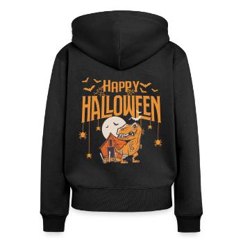 T-Rex Funny Halloween Spider Bat Horror Costume Din - Women's Premium Organic Zip Hoodie - black - Back - Julia (174cm)