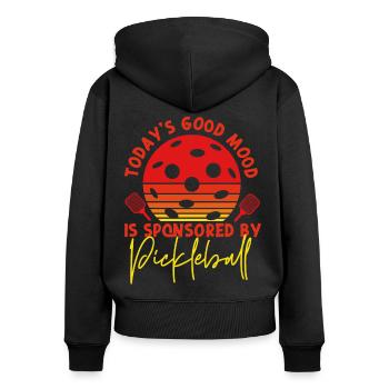 Pickleball Retro Today's Good Mood - Frauen Premium Bio Zip Hoodie - Schwarz - Hinten - Julia (174cm)