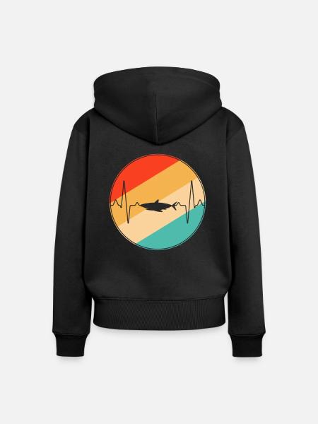 Hai Retro Herzschlag - Frauen Premium Bio Zip Hoodie - Schwarz