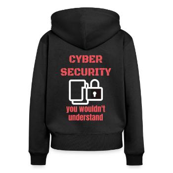Cybersecurity - IT-Sicherheit Informatiker - Frauen Premium Bio Zip Hoodie - Schwarz - Hinten - Julia (174cm)