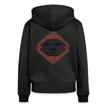 Cybersecurity - IT-Sicherheit Informatiker - Frauen Premium Bio Zip Hoodie - Schwarz - Hinten - Julia (174cm)