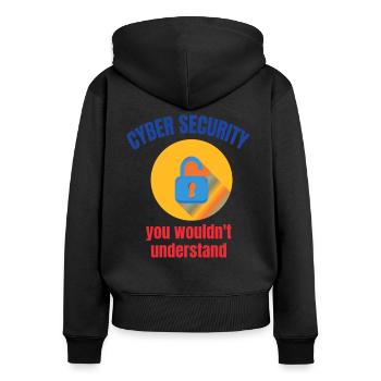 Cybersecurity - IT-Sicherheit Informatiker - Frauen Premium Bio Zip Hoodie - Schwarz - Hinten - Julia (174cm)