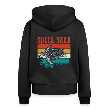 Schildkröte Retro Schildkröten Spruch Witzig - Frauen Premium Bio Zip Hoodie - Schwarz - Hinten - Julia (174cm)