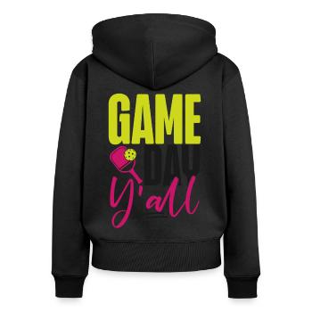 Pickleball Girl Ladies Game Day - Frauen Premium Bio Zip Hoodie - Schwarz - Hinten - Julia (174cm)
